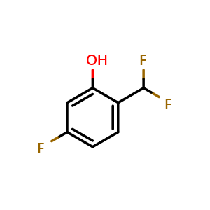 Chemical structure of 5-fluoro-2-(difluoromethyl)phenol , CAS 1214367-26-6, AChemBlock O32122