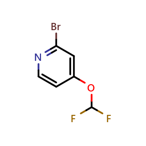 Chemical structure of 2-bromo-4-(difluoromethoxy)pyridine , CAS 1206984-48-6, AChemBlock O32125