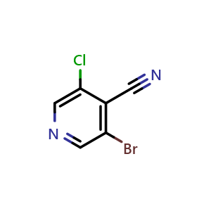 Chemical structure of 3-bromo-5-chloropyridine-4-carbonitrile , CAS 1335052-66-8, AChemBlock O32153