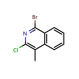 Chemical structure of 1-bromo-3-chloro-4-methylisoquinoline , CAS 1396762-45-0, AChemBlock O32170