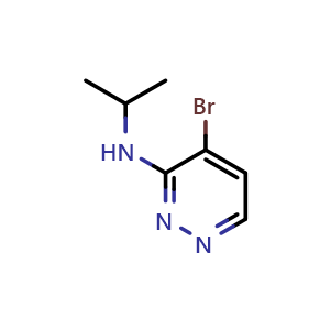 Chemical structure of 4-Bromo-N-isopropylpyridazin-3-amine , CAS 1396762-46-1, AChemBlock O32173