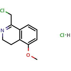 Chemical structure of 1-(chloromethyl)-3,4-dihydro-5-methoxyisoquinoline hydrochloride , CAS 141463-73-2, AChemBlock O32196