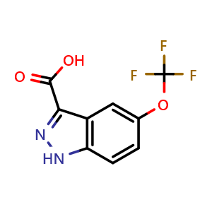 Chemical structure of 5-Trifluoromethoxyl-3-indazolecarboxylic acid , CAS 869782-94-5, AChemBlock O32220