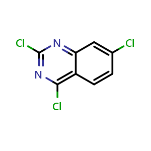 Chemical structure of 2,4,7-Trichloroquinazoline , CAS 6625-94-1, AChemBlock O32227