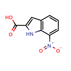 Chemical structure of 7-Nitroindole-2-carboxylic acid , CAS 6960-45-8, AChemBlock O32228