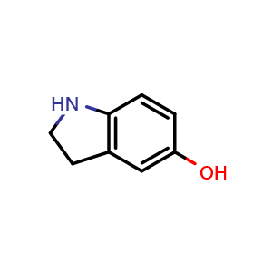 Chemical structure of 2,3-Dihydroindol-5-ol , CAS 172078-33-0, AChemBlock O32235