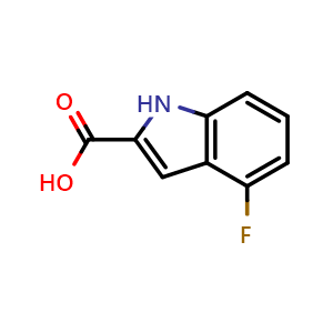 Chemical structure of 4-Fluoro-1H-indole-2-carboxylic acid , CAS 399-68-8, AChemBlock O32240