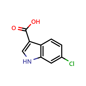 Chemical structure of 6-Chloroindole-3-carboxylic acid , CAS 766557-02-2, AChemBlock O32255