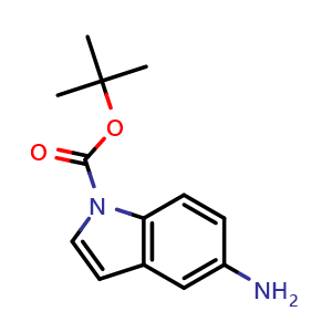 Chemical structure of 1-Boc-5-aminoindole , CAS 166104-20-7, AChemBlock O32268