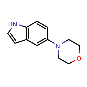 Chemical structure of 5-Morpholinoindole , CAS 245117-16-2, AChemBlock O32274