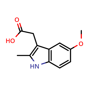 Chemical structure of 5-Methoxy-2-Methyl-3-Indoleacetic acid , CAS 2882-15-7, AChemBlock O32282