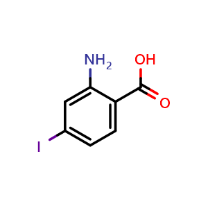 Chemical structure of 2-Amino-4-iodobenzoicacid , CAS 20776-54-9, AChemBlock O32287