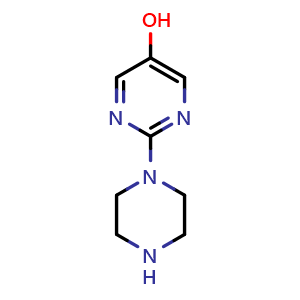 Chemical structure of 2-Piperazin-1-ylpyrimidin-5-ol , CAS 55745-85-2, AChemBlock O32334