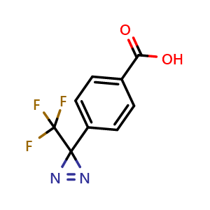 Chemical structure of 4-[3-(Trifluoromethyl)-3H-diazirin-3-yl]benzoic acid , CAS 85559-46-2, AChemBlock O32352