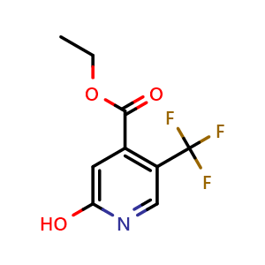 Chemical structure of Ethyl 2-hydroxy-5-(trifluoromethyl)isonicotinate , CAS 1227508-49-7, AChemBlock O32373