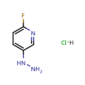 Chemical structure of 2-(6-Fluoropyridin-3-yl)hydrazine hydrochloride , CAS 1438599-61-1, AChemBlock O32377
