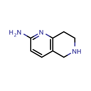 Chemical structure of 5,6,7,8-Tetrahydro-1,6-naphthyridin-2-amine , CAS 912366-00-8, AChemBlock O32378