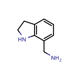 Chemical structure of Indolin-7-ylmethanamine , CAS 2580-93-0, AChemBlock O32388