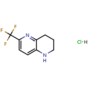 Chemical structure of 6-(Trifluoromethyl)-1,2,3,4-tetrahydro-1,5-naphthyridine hydrochloride , CAS 1356110-30-9, AChemBlock O32409
