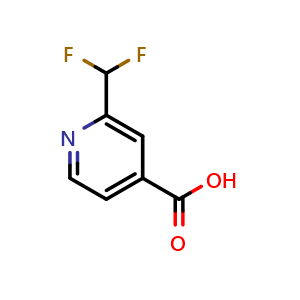 Chemical structure of 2-(Difluoromethyl)isonicotinic acid , CAS 1256818-14-0, AChemBlock O32415