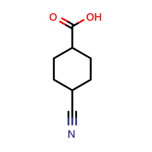 Chemical structure of 4-Cyanocyclohexanecarboxylic acid , CAS 4848-16-2, AChemBlock O32431