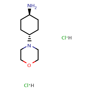 Chemical structure of trans-4-Morpholinocyclohexanamine dihydrochloride , CAS 412356-24-2, AChemBlock O32434