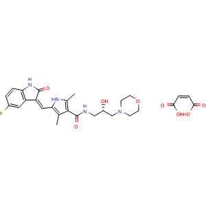 (S,Z)-5-((5-Fluoro-2-oxoindolin-3-ylidene)methyl)-N-(2-hydroxy-3-morpholinopropyl)-2,4-dimethyl-1H-pyrrole-3-carboxamide maleate
