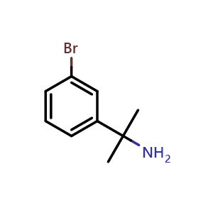 Chemical structure of 2-(3-Bromophenyl)propan-2-amine , CAS 74702-93-5, AChemBlock O32516