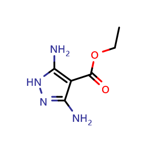 Chemical structure of Ethyl 3,5-diamino-1H-pyrazole-4-carboxylate , CAS 6825-71-4, AChemBlock O32517