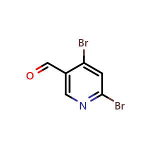 Chemical structure of 4,6-Dibromonicotinaldehyde , CAS 1211585-10-2, AChemBlock O32520