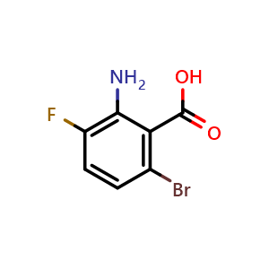 Chemical structure of 2-Amino-6-bromo-3-fluorobenzoic acid , CAS 1153974-98-1, AChemBlock O32536