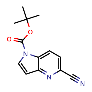 Chemical structure of tert-Butyl 5-cyano-1H-pyrrolo[3,2-b]pyridine-1-carboxylate , CAS 1364663-38-6, AChemBlock O32566
