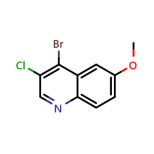 Chemical structure of 4-Bromo-3-chloro-6-methoxyquinoline , CAS 426842-71-9, AChemBlock O32618