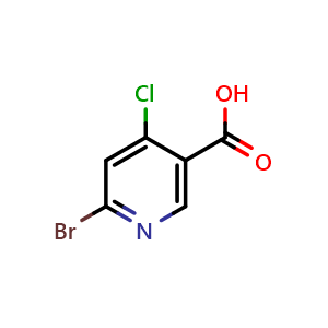 Chemical structure of 6-Bromo-4-chloronicotinic acid , CAS 1060808-92-5, AChemBlock O32638