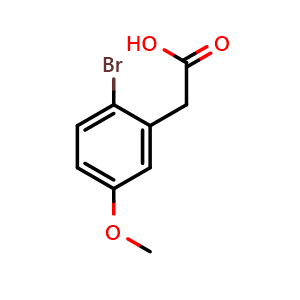 Chemical structure of 2-(2-Bromo-5-methoxyphenyl)acetic acid , CAS 86826-93-9, AChemBlock O32651