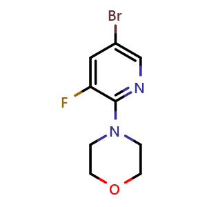 Chemical structure of 4-(5-Bromo-3-fluoropyridin-2-yl)morpholine , CAS 941580-20-7, AChemBlock O32654