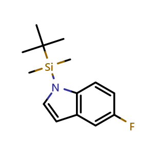 Chemical structure of 1-(tert-Butyldimethylsilyl)-5-fluoro-1H-indole , CAS 1093066-71-7, AChemBlock O32666
