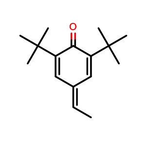 Chemical structure of 2,6-Di-tert-butyl-4-ethylidenecyclohexa-2,5-dienone , CAS 6738-27-8, AChemBlock O32685