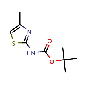 Chemical structure of tert-Butyl 4-methylthiazol-2-ylcarbamate , CAS 848472-44-6, AChemBlock O32702