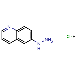 Chemical structure of 6-Hydrazinylquinoline hydrochloride , CAS 120209-22-5, AChemBlock O32712