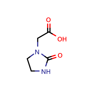 Chemical structure of (2-Oxo-imidazolidin-1-yl)-acetic acid , CAS 87219-22-5, AChemBlock O32714