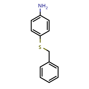 Chemical structure of 4-(Benzylthio)aniline , CAS 2976-71-8, AChemBlock O32724
