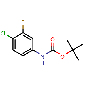 Chemical structure of tert-Butyl 4-chloro-3-fluorophenylcarbamate , CAS 869299-68-3, AChemBlock O32732