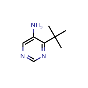 Chemical structure of 4-(tert-Butyl)pyrimidin-5-amine , CAS 3524-88-7, AChemBlock O32763