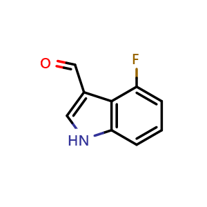 Chemical structure of 4-Fluoro-1H-indole-3-carbaldehyde , CAS 23073-31-6, AChemBlock O32777