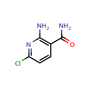 Chemical structure of 2-Amino-6-chloronicotinamide , CAS 64321-24-0, AChemBlock O32779