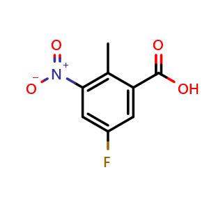 Chemical structure of 5-Fluoro-2-methyl-3-nitrobenzoic acid , CAS 850462-64-5, AChemBlock O32790