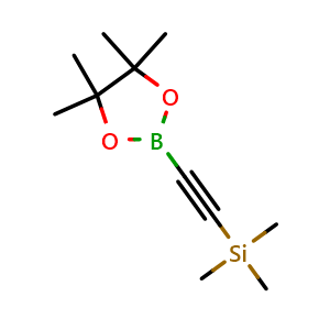 Chemical structure of 4,4,5,5-Tetramethyl-2-[2-(trimethylsilyl)ethynyl]-1,3,2-dioxaborolane , CAS 159087-46-4, AChemBlock O32808