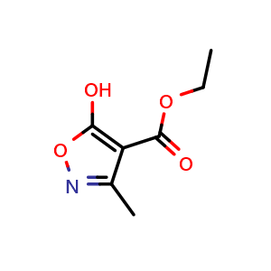 Chemical structure of Ethyl 5-hydroxy-3-methylisoxazole-4-carboxylate , CAS 133827-50-6, AChemBlock O32822