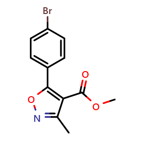 Chemical structure of methyl 5-(4-bromophenyl)-3-methylisoxazole-4-carboxylate , CAS 1228689-61-9, AChemBlock O32824